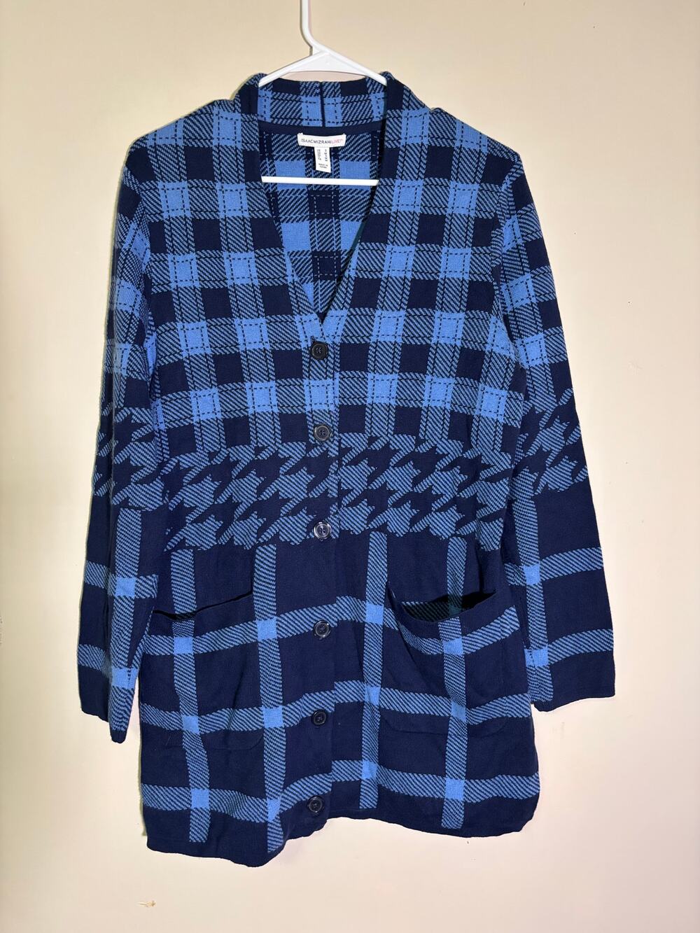 Isaacmizrahi live blue long cardigan jacket w pockets